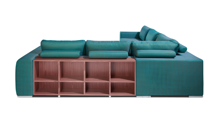 Uafhængig hjørnesofa med hylde til stuen