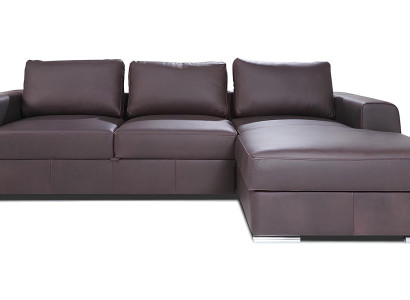 L-formet sofa med sovefunktion moderne læderstof