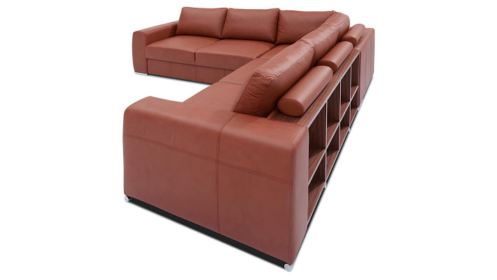 Polstret hjørnesofa med uafhængig hylde