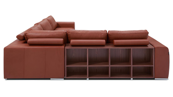 Polstret hjørnesofa med uafhængig hylde