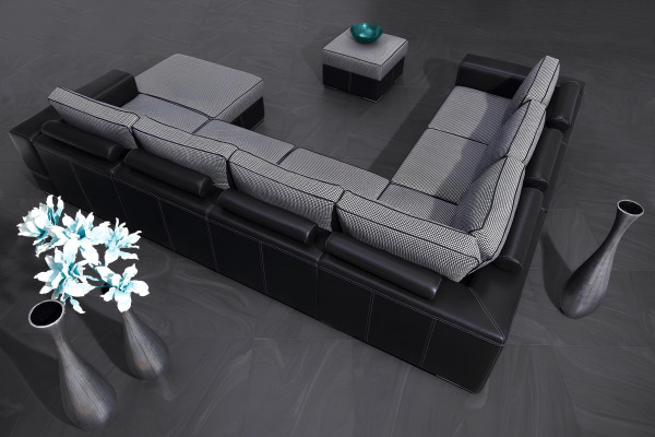 Polstret U-sofa med sovefunktion