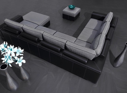 Polstret U-sofa med sovefunktion