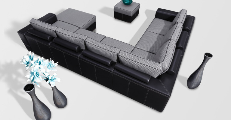 Polstret U-sofa med sovefunktion