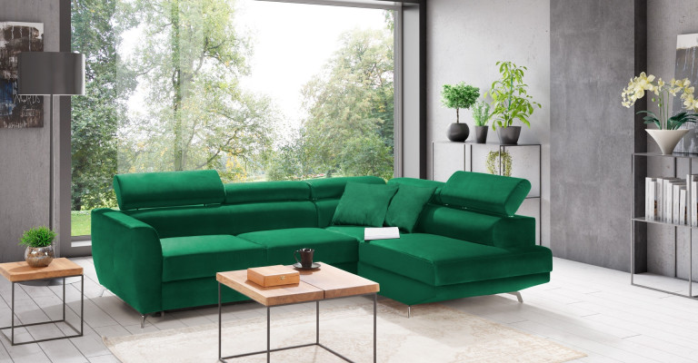 L-formet design sofa med opbevaringsplads og sovefunktion