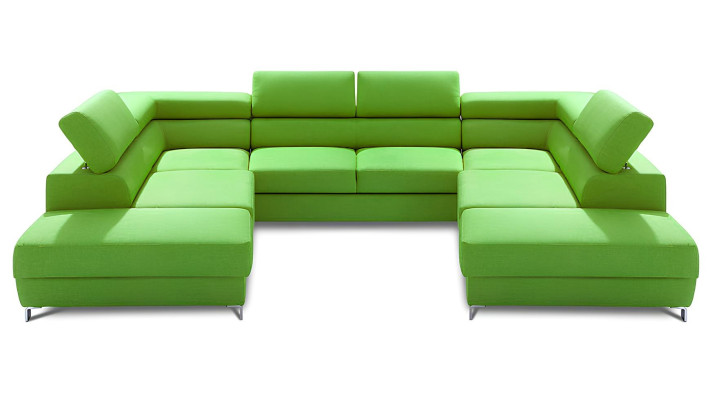 U-formet sofa med sovefunktion i stof