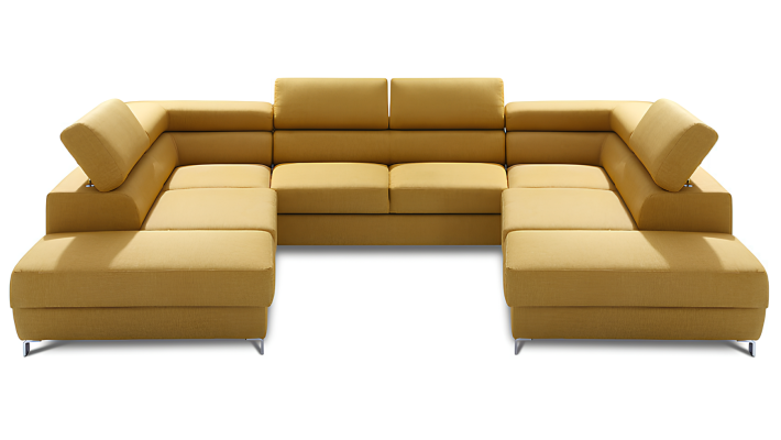 U-formet sofa med sovefunktion i stof