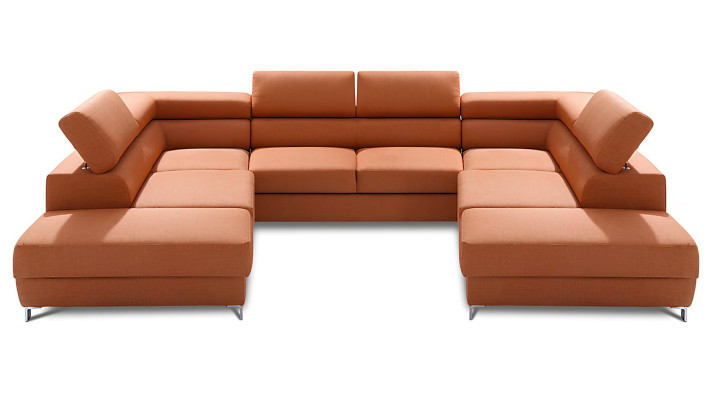 U-formet sofa med sovefunktion i stof