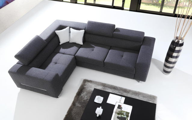 Moderne L-formet sofa med sovefunktion grå