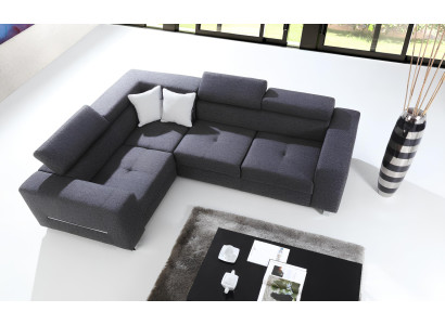 Moderne L-formet sofa med sovefunktion grå