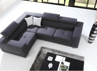 Moderne L-formet sofa med sovefunktion grå