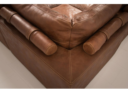 Moderne design hjørnesofa i 100% læder