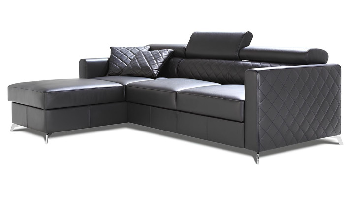 Sofa med sovefunktion, design i 100% italiensk læder