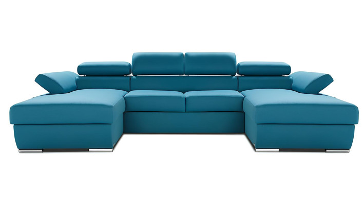U-formet sofa med sovefunktion i stof, polstret design
