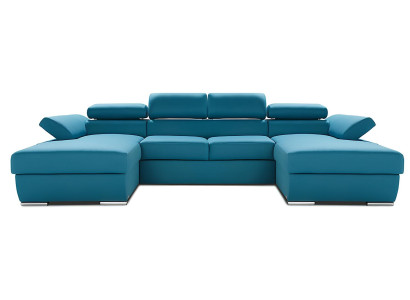 U-formet sofa med sovefunktion i stof, polstret design