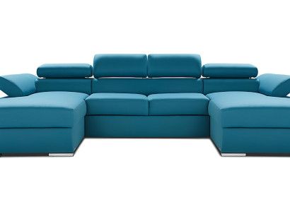 U-formet sofa med sovefunktion i stof, polstret design