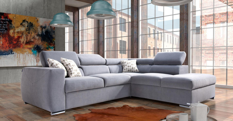 Moderne grå stof hjørnesofa