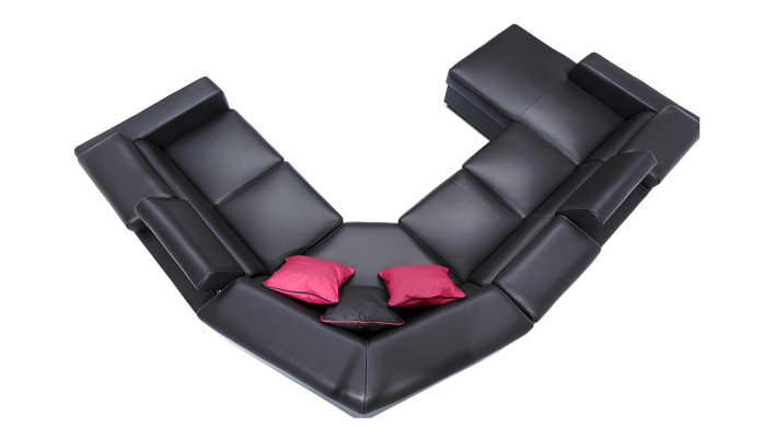 XXL Grand sovesofa med polstret sæde i 100% ægte læder til stuen