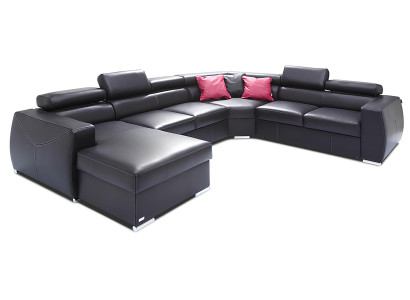 XXL Grand sovesofa med polstret sæde i 100% ægte læder til stuen