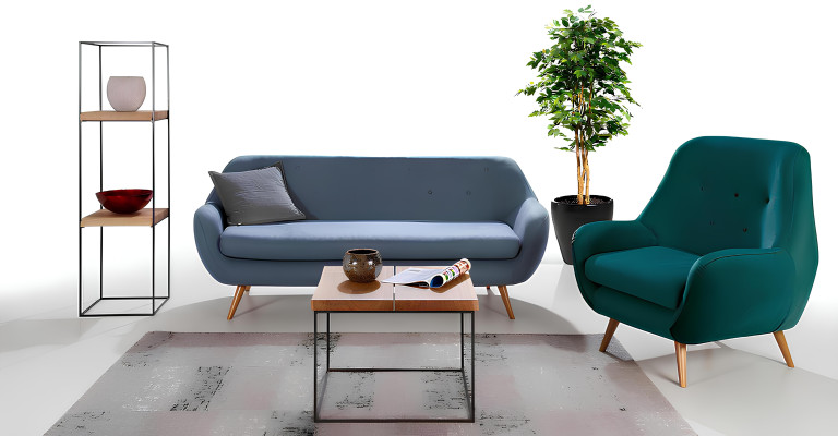 Moderne stof lænestol til en person grøn foran fjernsynet