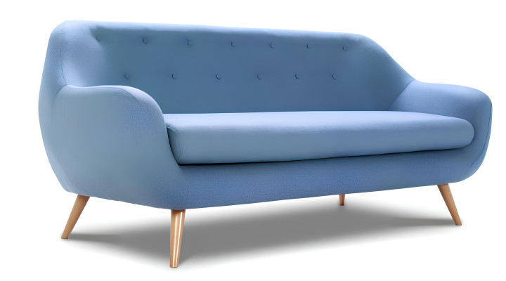 Moderne to-personers Chesterfield sofa i blåt stof