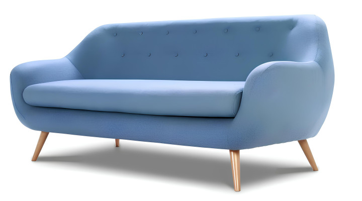 Moderne to-personers Chesterfield sofa i blåt stof