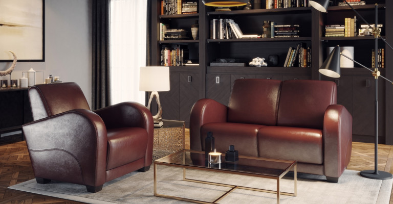 Moderne læder lænestol 100% italiensk til stuen