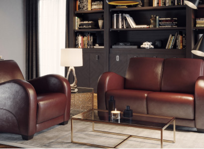 Moderne læder lænestol 100% italiensk til stuen