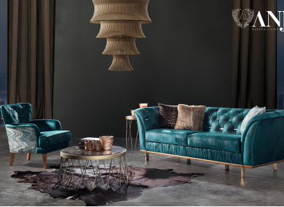 Luksus sofa og lænestol til et komfortabelt stue i moderne materiale