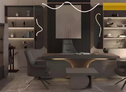 Grå trækonferencetabel til kontor