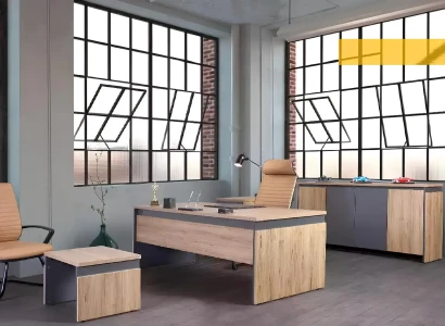 Konferencetabel, sidebord, kontor, arbejdsværelse, design, brun