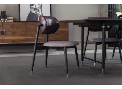 Luksuriøs polstret lænestol, design loftstole, grå, læder køkkenstol