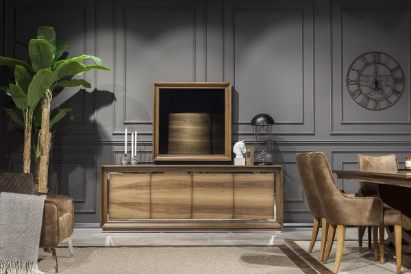 Luksus vægspejl i moderne stil med brun ramme