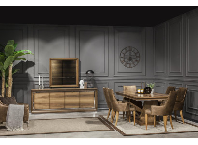 Luksuriøs polstret lænestol med loftdesign i brunt læder til køkkenet