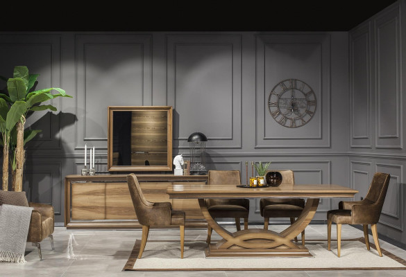 Luksuriøs polstret lænestol med loftdesign i brunt læder til køkkenet