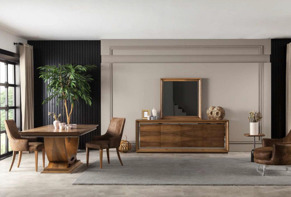 Luksus spisestue sæt bord 4x stole med buffet regulator 5 dele