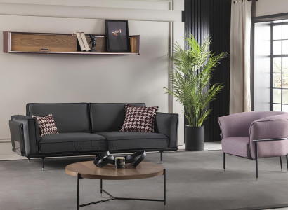 Italiensk stil møbel, grå sofa, puder, loft, 3 dele