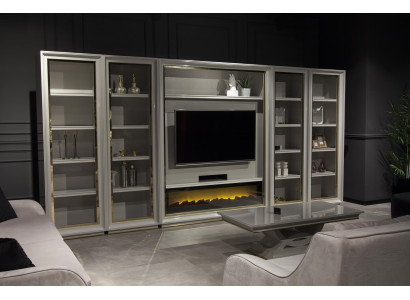 Vægmonteret xxl skab til stuen design møbel pejs