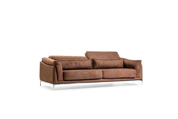 Moderne lænestol + sofa i mellembrun, blød, luksuriøs, komfortabel, ny