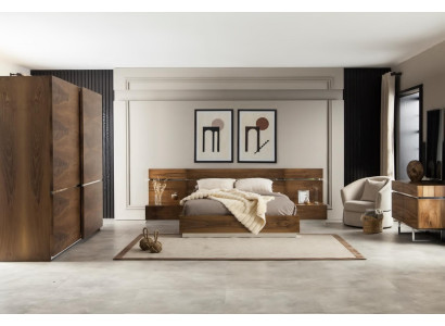 Luksus soveværelsesmøbler, kommode, skab, natborde, spejl 6 dele