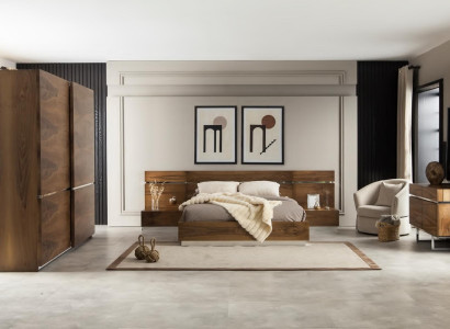 Luksus soveværelsesmøbler, kommode, skab, natborde, spejl 6 dele