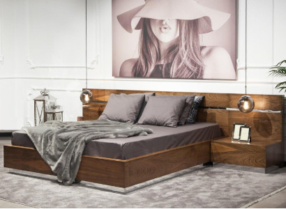 Soveværelsesmøbel sæt med seng, natborde og kommode, hotelkvalitet, 5 dele