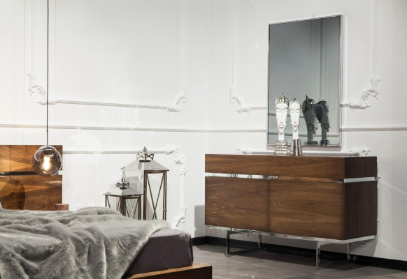 Luksus kommode 130 cm med spejl sæt af 2 dele brun