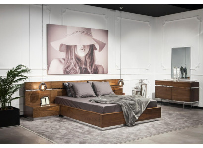 Luksus kommode 130 cm med spejl sæt af 2 dele brun