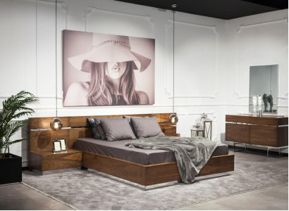 Luksus kommode 130 cm med spejl sæt af 2 dele brun