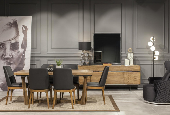 Luksus læderstol, polstrede stole, sort loftskøkkenmøbel