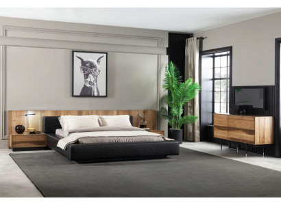 Luksus seng 160x200 cm dobbeltseng i sort med moderne stil