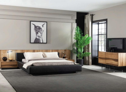 Luksus seng 160x200 cm dobbeltseng i sort med moderne stil