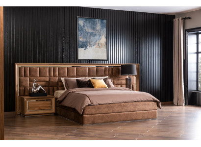 Soveværelsessæt med seng, skab og 2 natborde, 4 dele.