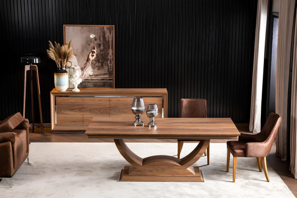 Brun træbuffet 218 cm