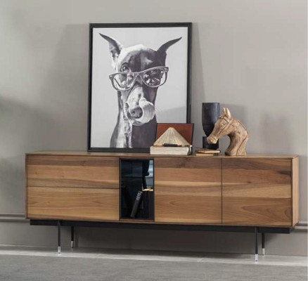 Køkkenmøbel sæt 8 dele med moderne sorte stole